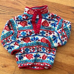 Vintage Obermeyer Kids Multicolor Heart & Floral Fleece Pullover